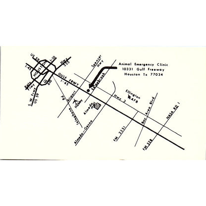Animal Emergency Clinic, S.E. Houston Vintage Business Card SE5-B1