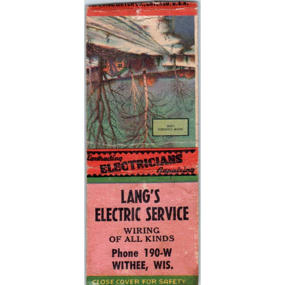 Lang's Electric Service Withee WI Vintage Matchbook Cover SD4-Y1