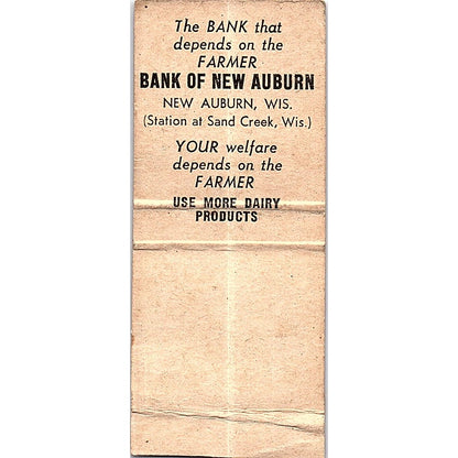 Bank of New Auburn Support Dairy Farmers Vintage Matchbook Cover SC7-Y10