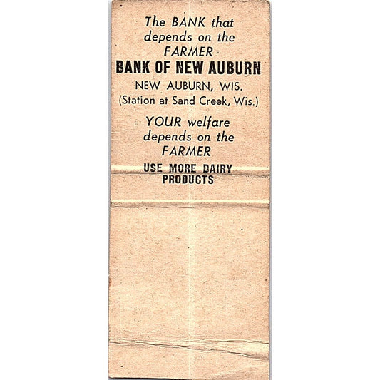 Bank of New Auburn Support Dairy Farmers Vintage Matchbook Cover SC7-Y10