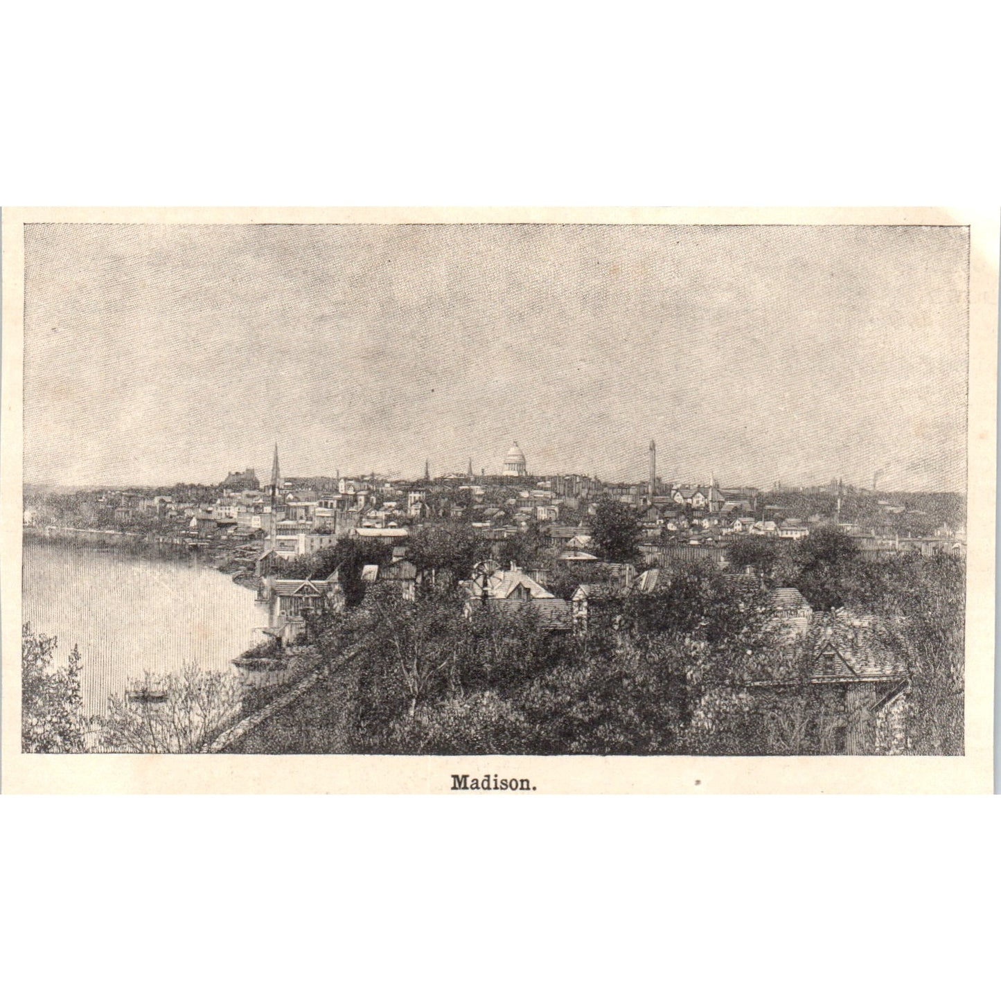Aerial View of Madison Wisconsin 1901 Engraving AF2-A6