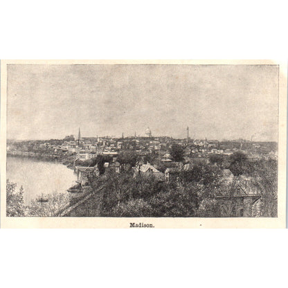 Aerial View of Madison Wisconsin 1901 Engraving AF2-A6