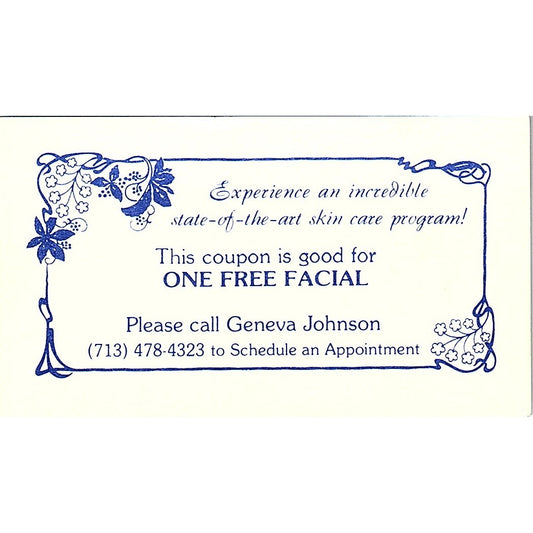 Geneva Johnson Skin Care Houston Vintage Business Card SD9-B7
