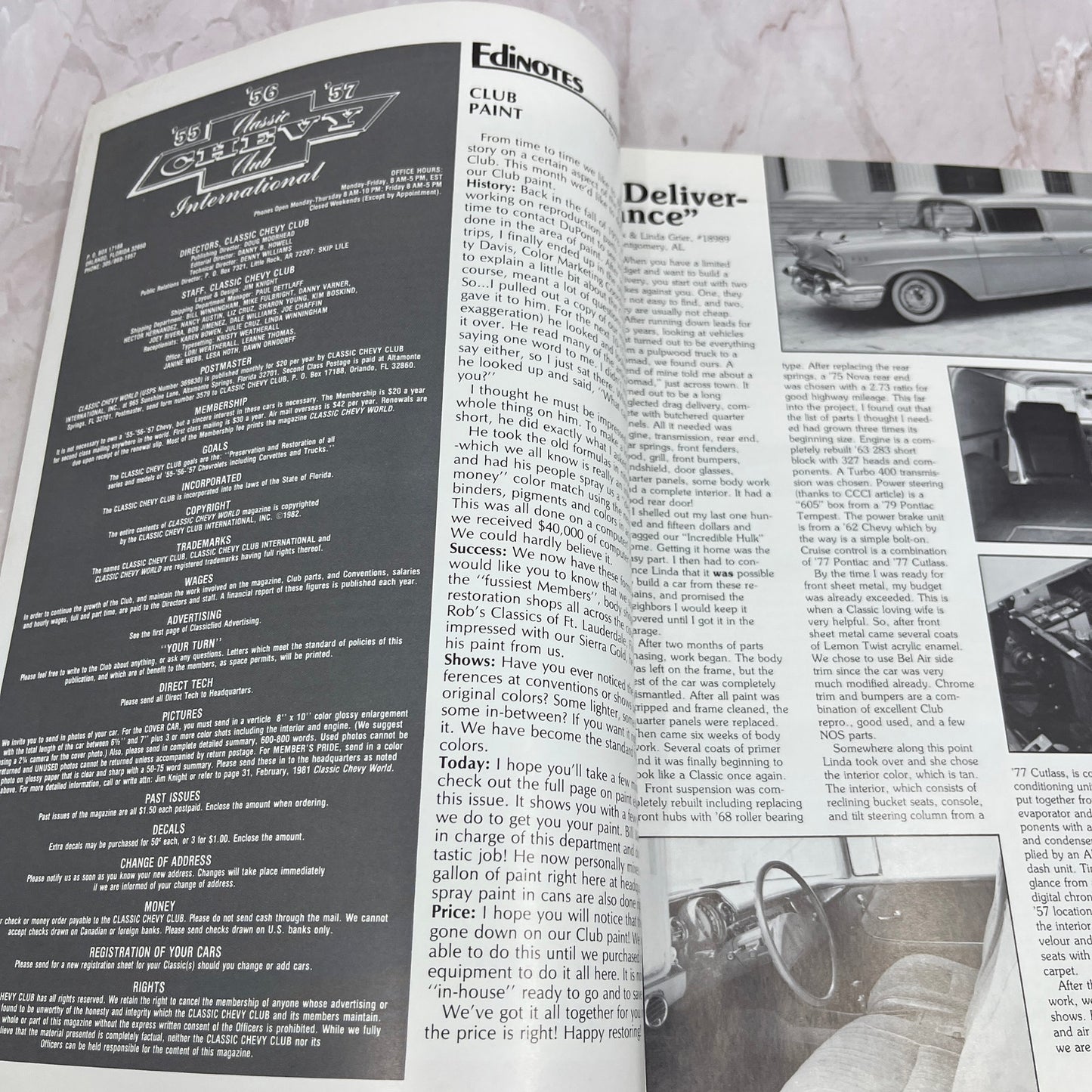 Tex Grier Deliverance Sedan - '55, '56, '57 Classic Chevy World - Jul 1982 M29