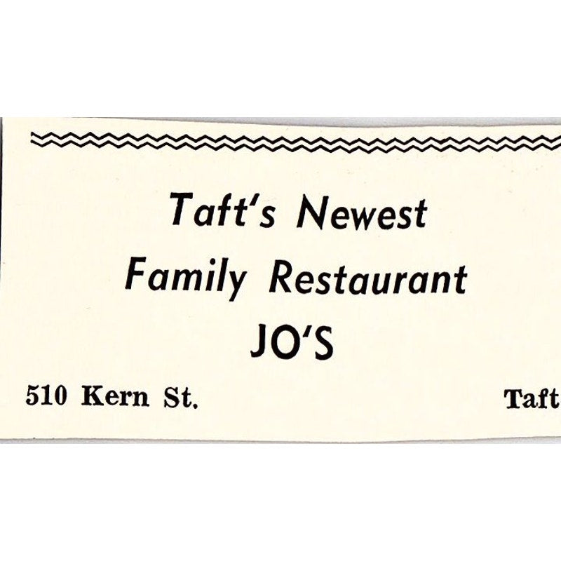 Jo's Family Restaurant, 11-C Market - Taft CA 1965 Ad AF8-S27