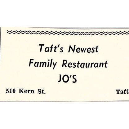 Jo's Family Restaurant, 11-C Market - Taft CA 1965 Ad AF8-S27