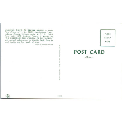 Dice's Or Trusal Bridge Washington Twp PA Vintage Covered Bridge Postcard PC16