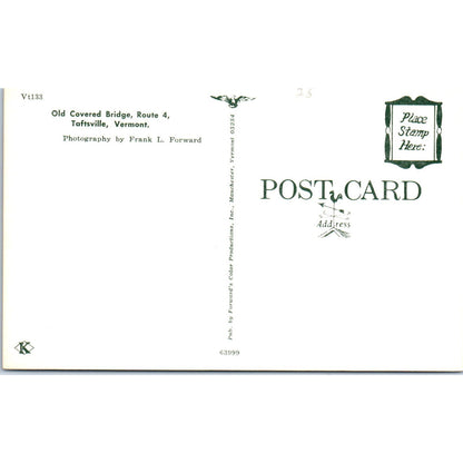 Old Covered Bridge Route 4 Taftsville VT Vintage Covered Bridge Postcard PD6