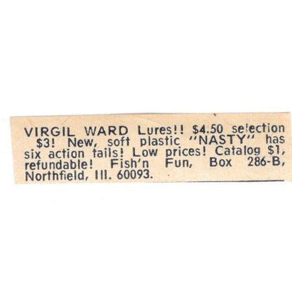 Fish'n Fun Virgil Ward Lures Northfield IL 1977 Ad AF6-S6