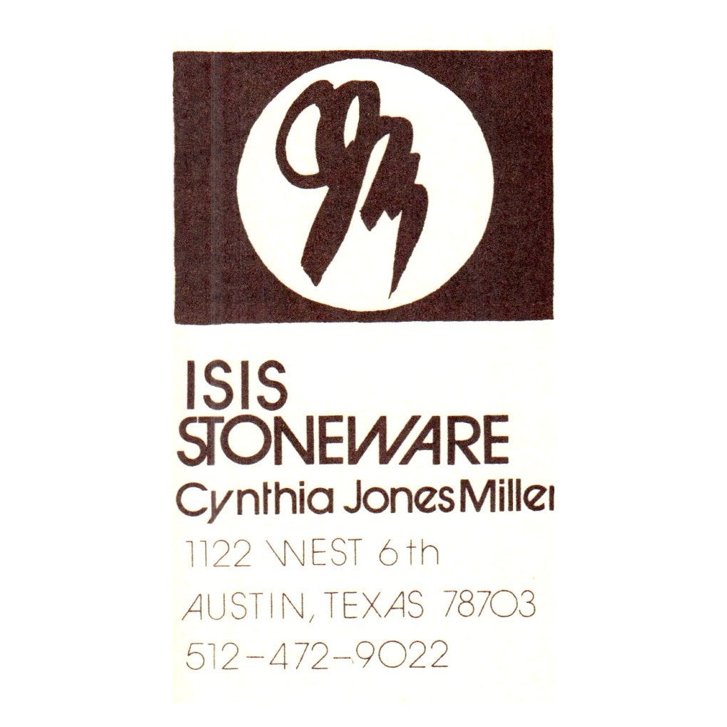 Vintage ISIS Stoneware Cynthia JonesMiller Austin Texas Business Card SF3-B1
