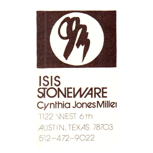 Vintage ISIS Stoneware Cynthia JonesMiller Austin Texas Business Card SF3-B1