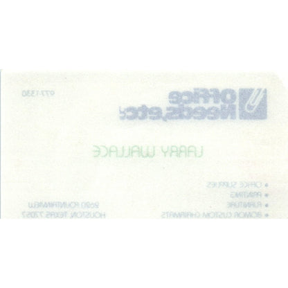 Larry Wallace Office Needs, Etc. Houston TX Vintage Business Card SE3-B5