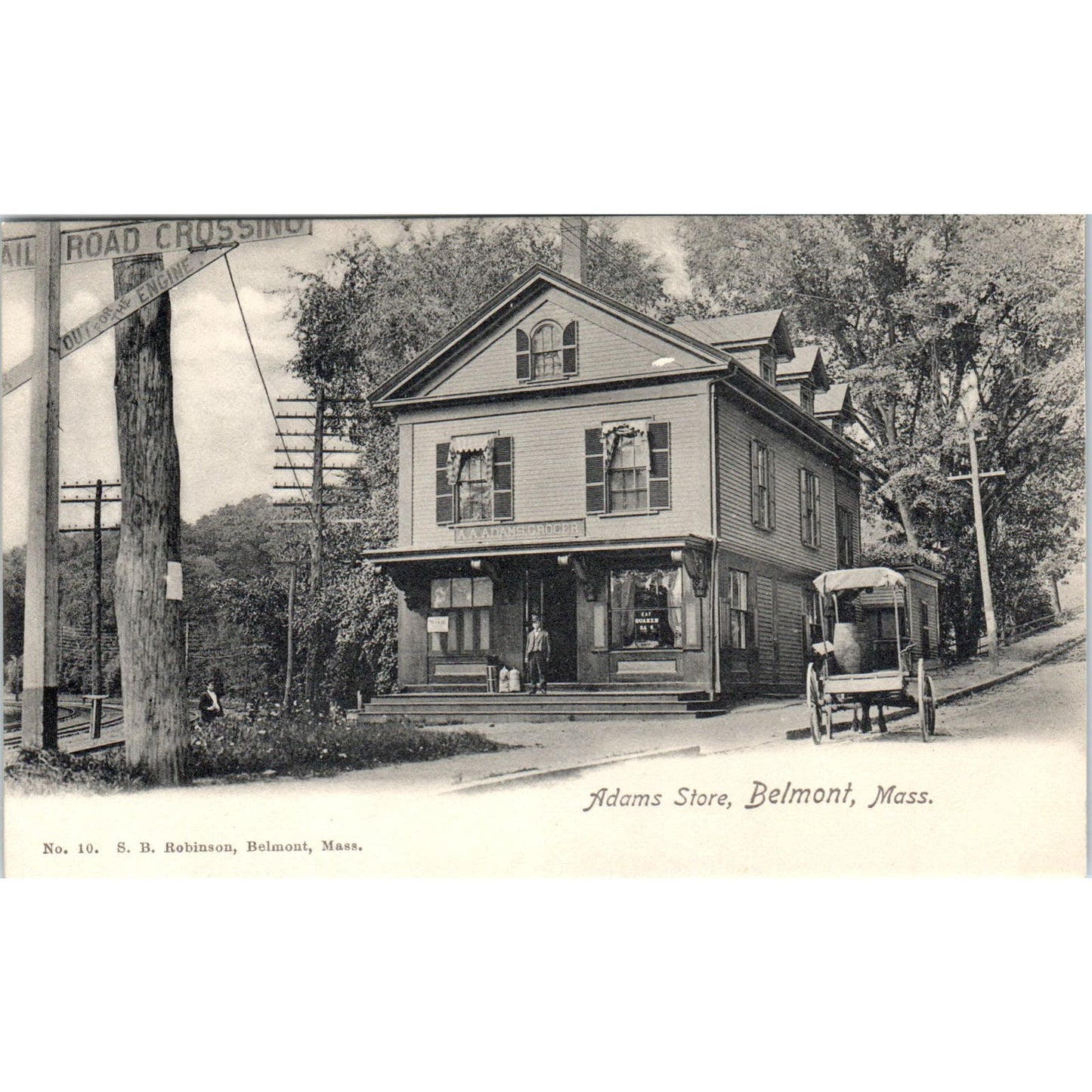 c1905 Adam's Store S.B. Robinson Belmont MA Antique Unused Postcard PC7