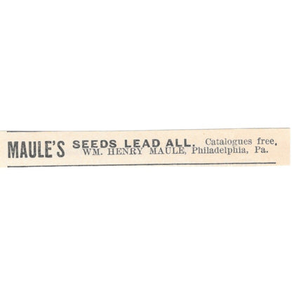 Wm. Henry Maule's Seeds Philadelphia 1892 Magazine Ad AB6-S3