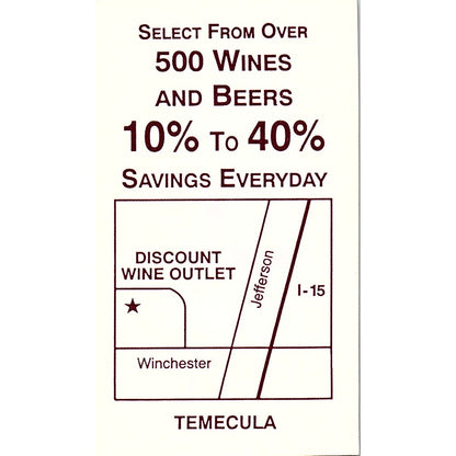 Discount Wine Outlet Diane & Jim Kleban Temecula CA Vintage Business Card SC9-B9