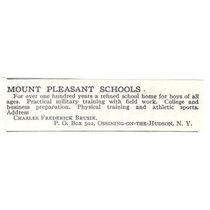 Mount Pleasant Schools Charles Frederick Brusie c1918 Advertisement AE5-SA7