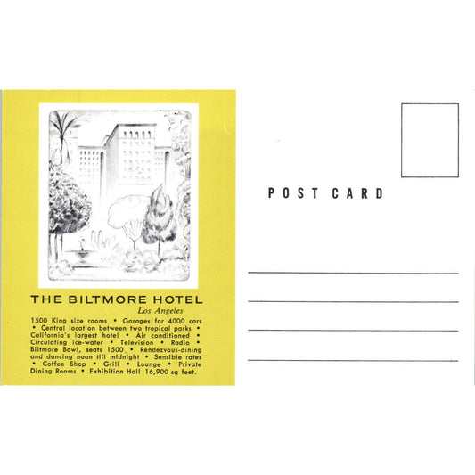 The Biltmore Hotel Los Angeles California Vintage Postcard PE6