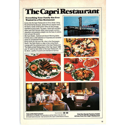 Capri Restaurant Comfort Relaxation & Gustatory Delight Niagara Falls ON SAG4-2