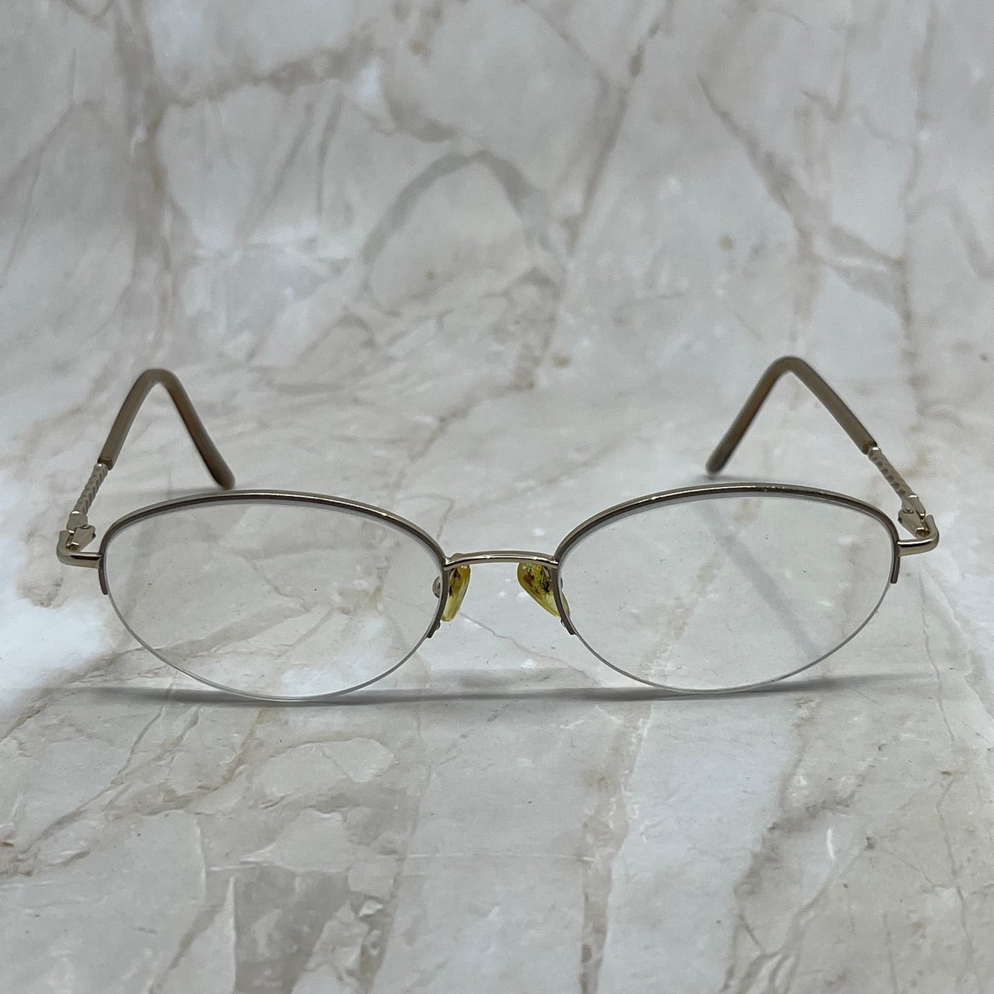 EA Brown Oval Half-Rim Sunglasses Eyeglasses Frames TE9-G6-7
