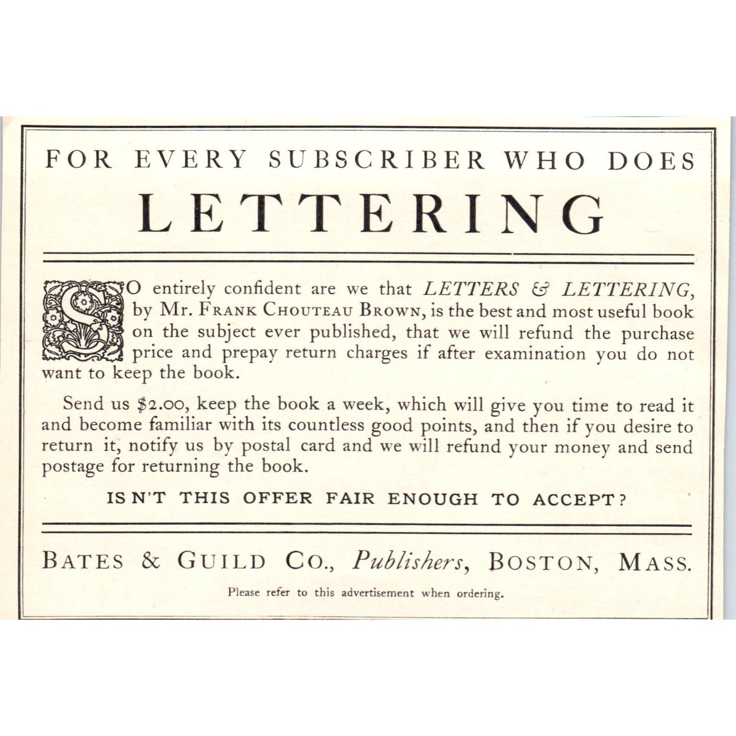 Bates & Guild Co Lettering Boston MA c1905 Victorian Ad AE9-MA2