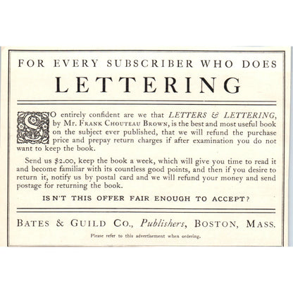 Bates & Guild Co Lettering Boston MA c1905 Victorian Ad AE9-MA2