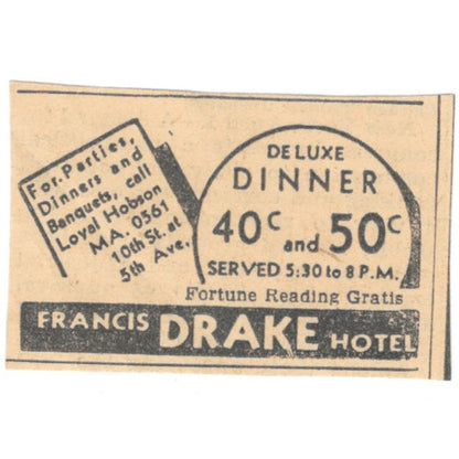 Francis Drake Hotel 10th St at 5th Ave 1935 Minneapolis Journal Ad AE7-H3