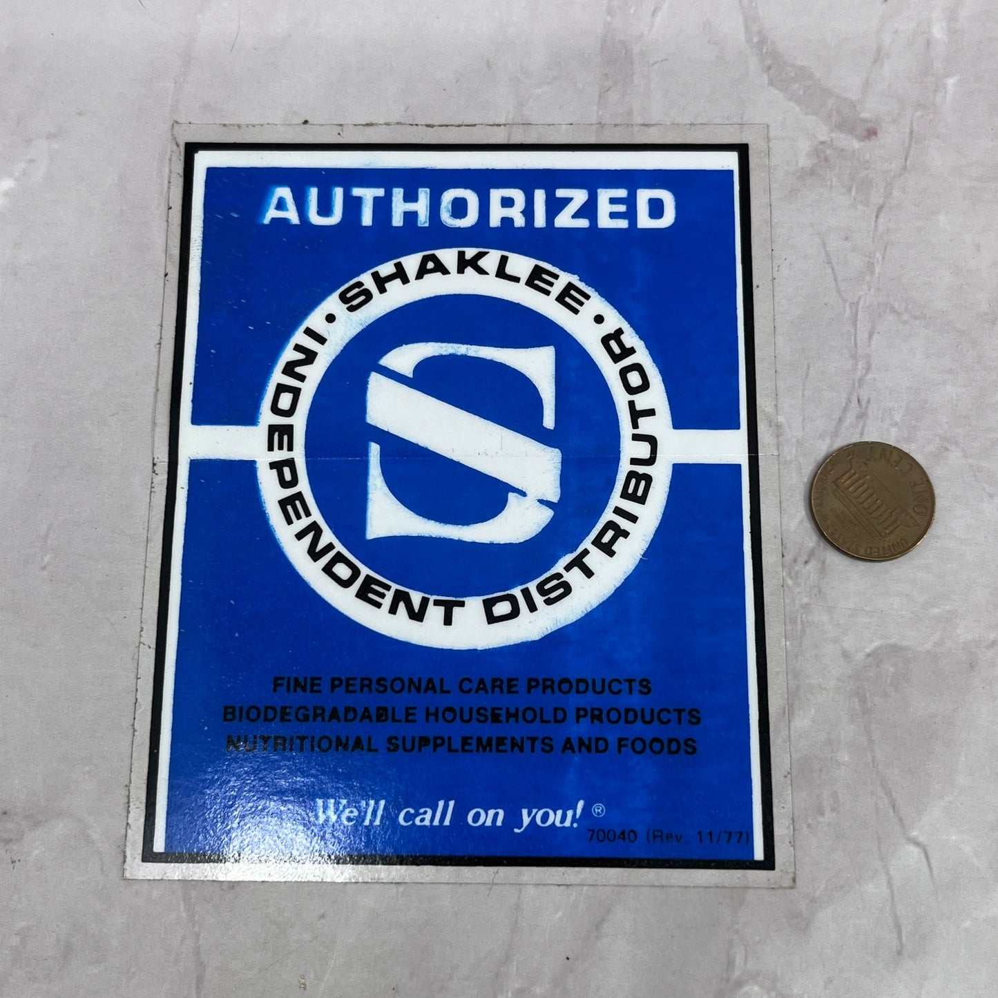 Vintage Authorized Shaklee Independent Distributor Sticker Decal 4x5" SC1