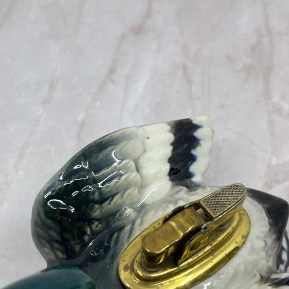 Vintage Mallard Duck Porcelain and Brass Table Lighter TL30