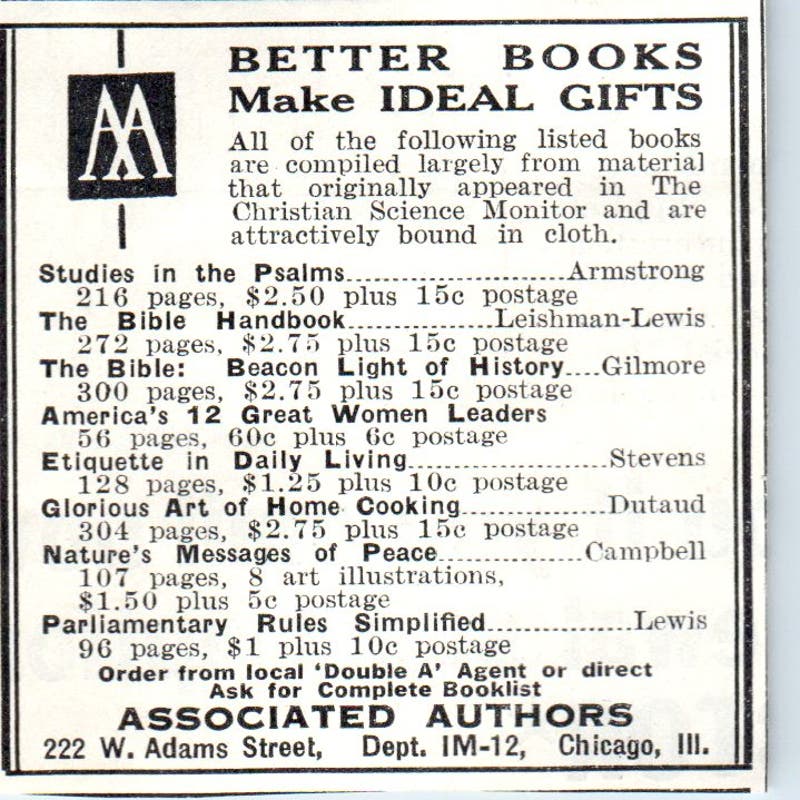 Associated Authors Chicago Gift Books 1930s Magazine Advertisement AE4-I2