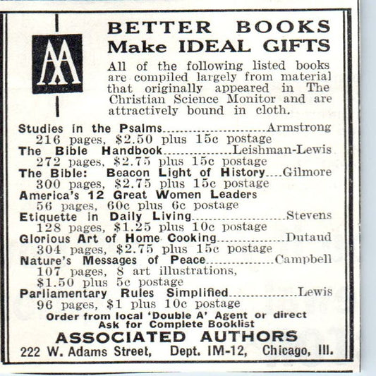 Associated Authors Chicago Gift Books 1930s Magazine Advertisement AE4-I2