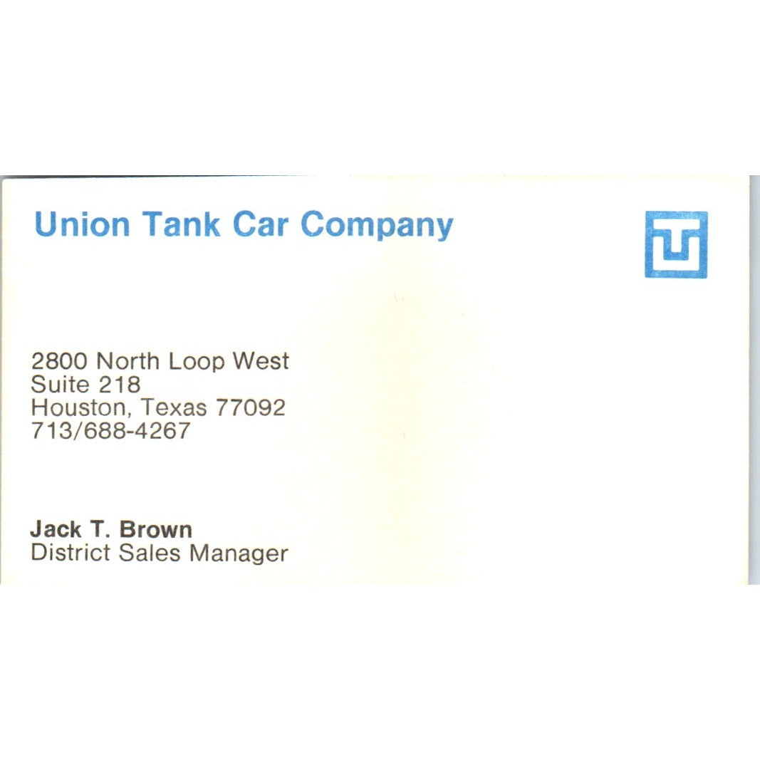 Union Tank Car Company Jack T. Brown Vintage Business Card SD4-B4