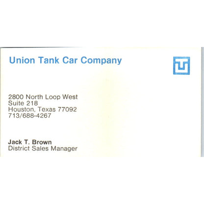 Union Tank Car Company Jack T. Brown Vintage Business Card SD4-B4