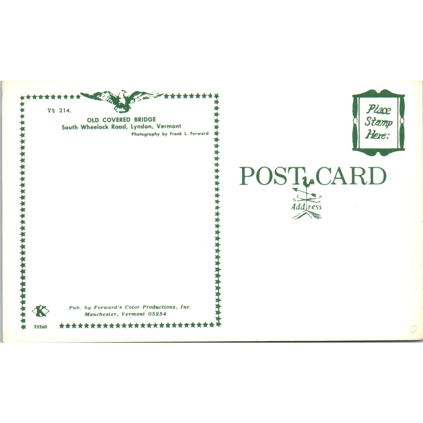 Old Covered Bridge Lyndon VT Vintage Covered Bridge Postcard PC14