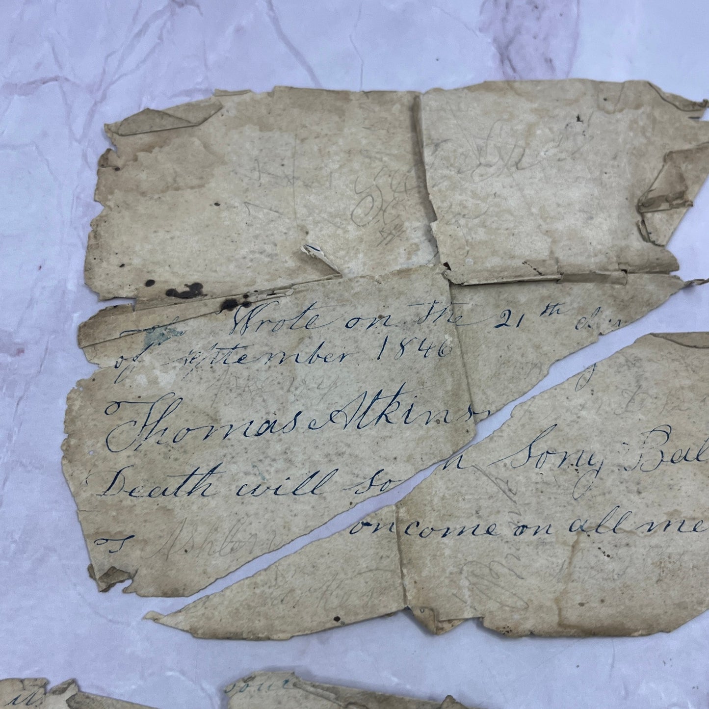 1846 Handwritten Song - Thomas Atkinson to Epsy M. Peavy Butler County AL AF9-3