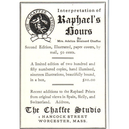 Adeliza Brainerd Chaffee Interpretation of Raphael's Hours 1906 Ad AB8-MA3