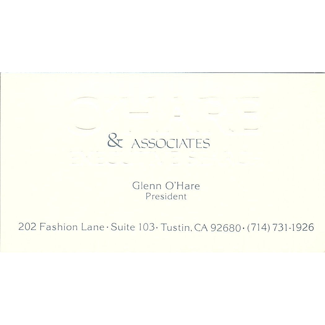 Charles & Associates Glenn O'Hare Tustin California Vintage Business Card SF3-B7