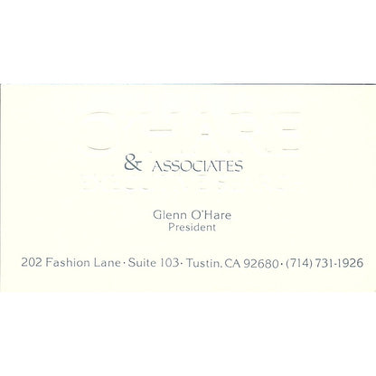 Charles & Associates Glenn O'Hare Tustin California Vintage Business Card SF3-B7