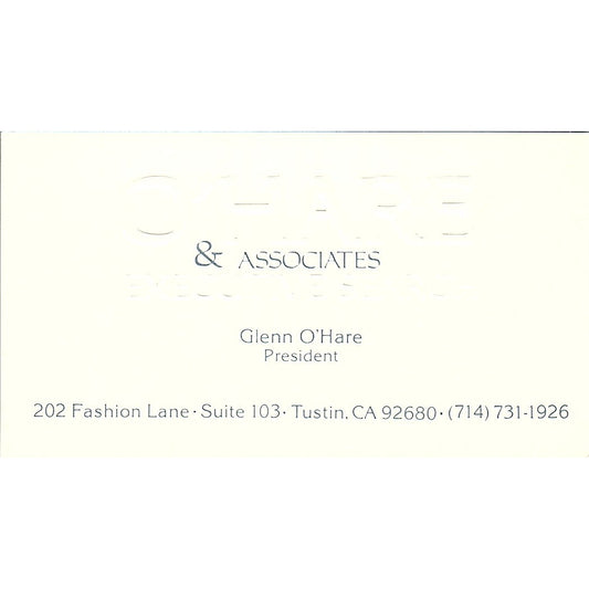 Charles & Associates Glenn O'Hare Tustin California Vintage Business Card SF3-B7