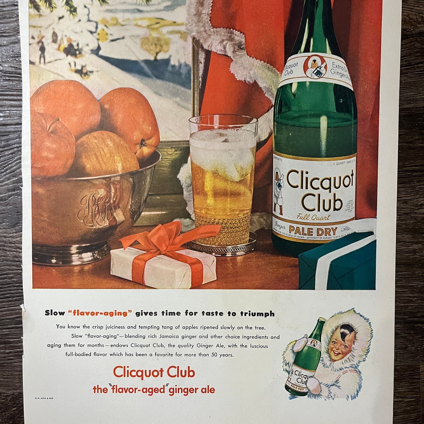 Clicquot Club Ginger Ale N.W. Ayer & Son Vintage Magazine Ad 11x14 V9