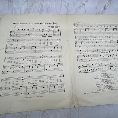 1918 WWI - When Uncle Sam's Soldiers Go Over the Top Barclay Sheet Music FL6-5