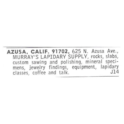 Murray's Lapidary Supply Azusa California 1972 Ad AF8-S14