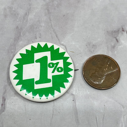 1% Green Starburst Vintage Pinback Button TC5-PB