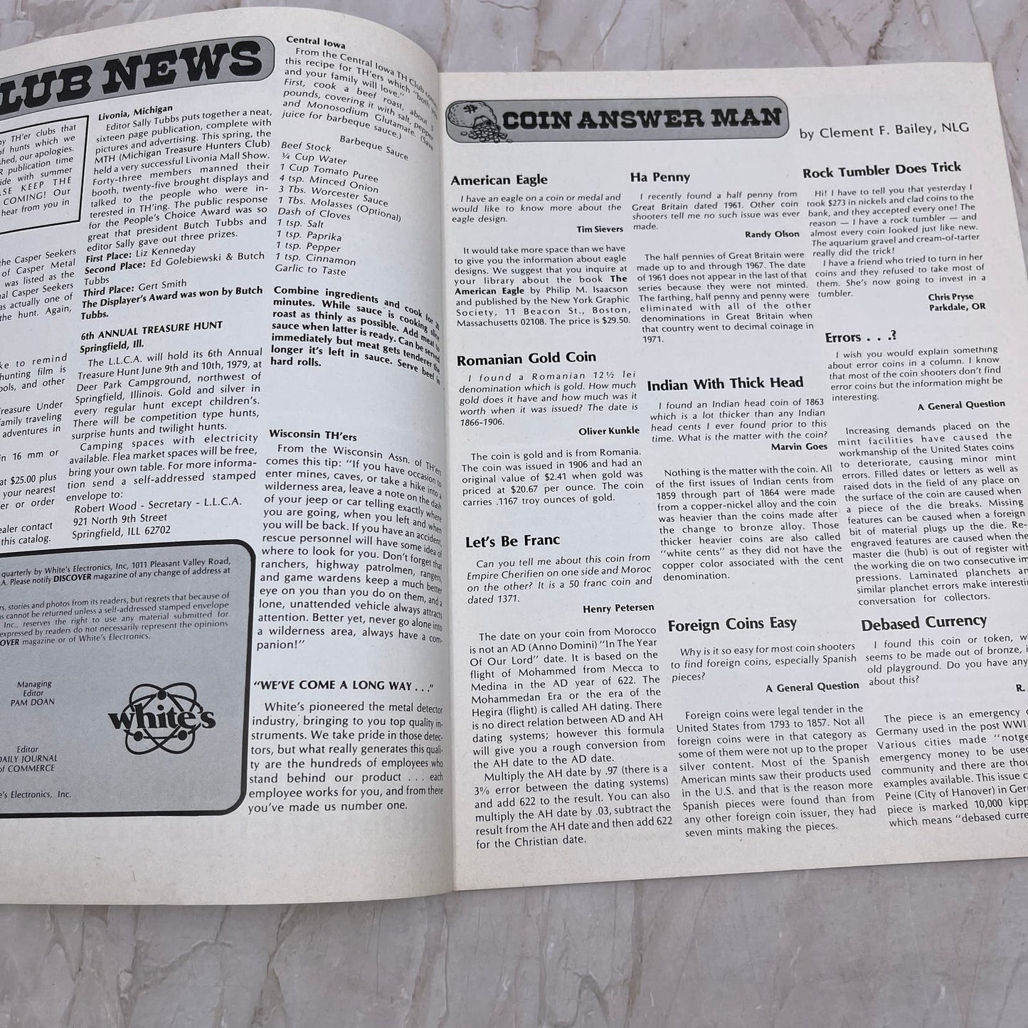 1979 Jan/Feb/Mar Discover Treasure Hunting Magazine White's Electronics Inc M11