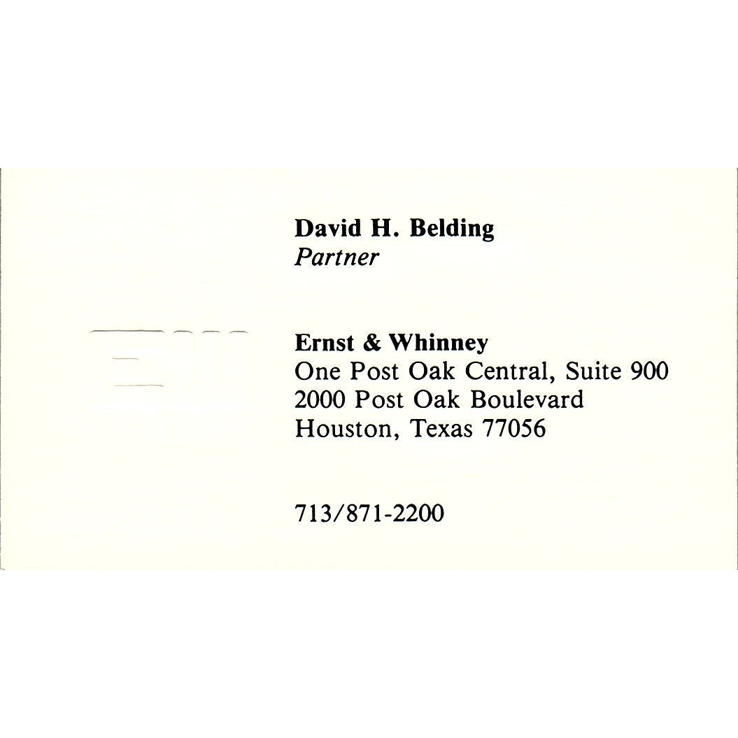 David H Belding CPA E&W Ernst & Whitney Houston CPA Houston Business Card SD9-B1