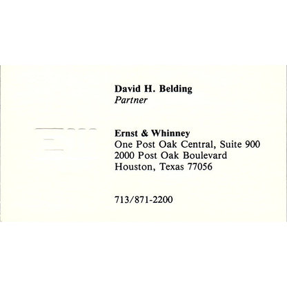 David H Belding CPA E&W Ernst & Whitney Houston CPA Houston Business Card SD9-B1