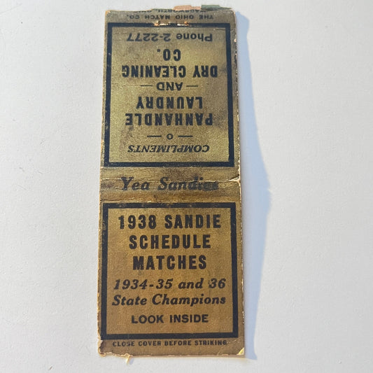 Amarillo TX High School Sandies Football 1938 Schedule Matchbook Cover MB111-6