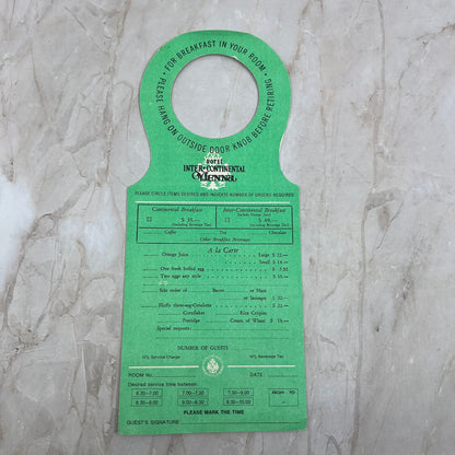 Vintage Hotel Intercontinental Vienna Door Hang Tag AE4