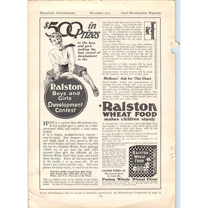 Ralston Wheat Food Makes Children Sturdy - 1913 Good Housekeeping Ad 6x9 D10
