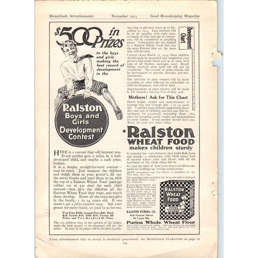 Ralston Wheat Food Makes Children Sturdy - 1913 Good Housekeeping Ad 6x9 D10