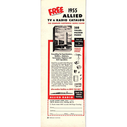 Allied Radio Corp Electronic Supplies Chicago IL 1955 Ad AG1-7